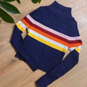 Retro Mock Neck Cropped Sweater